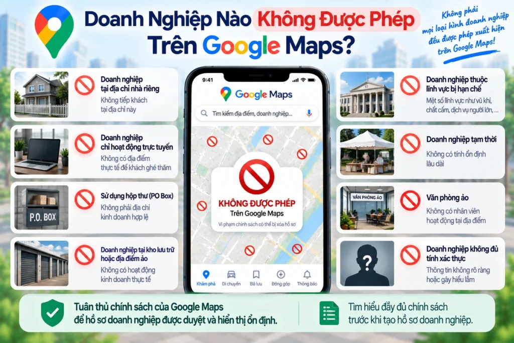 Doanh nghiệp nào không được phép trên Google Maps