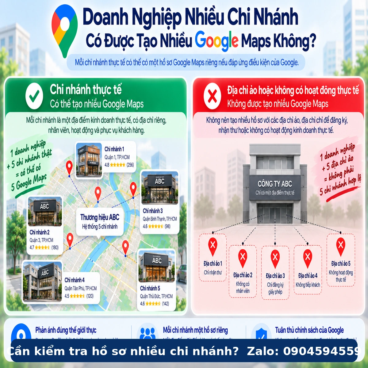 Doanh nghiệp nhiều chi nhánh có được tạo nhiều Google Maps không