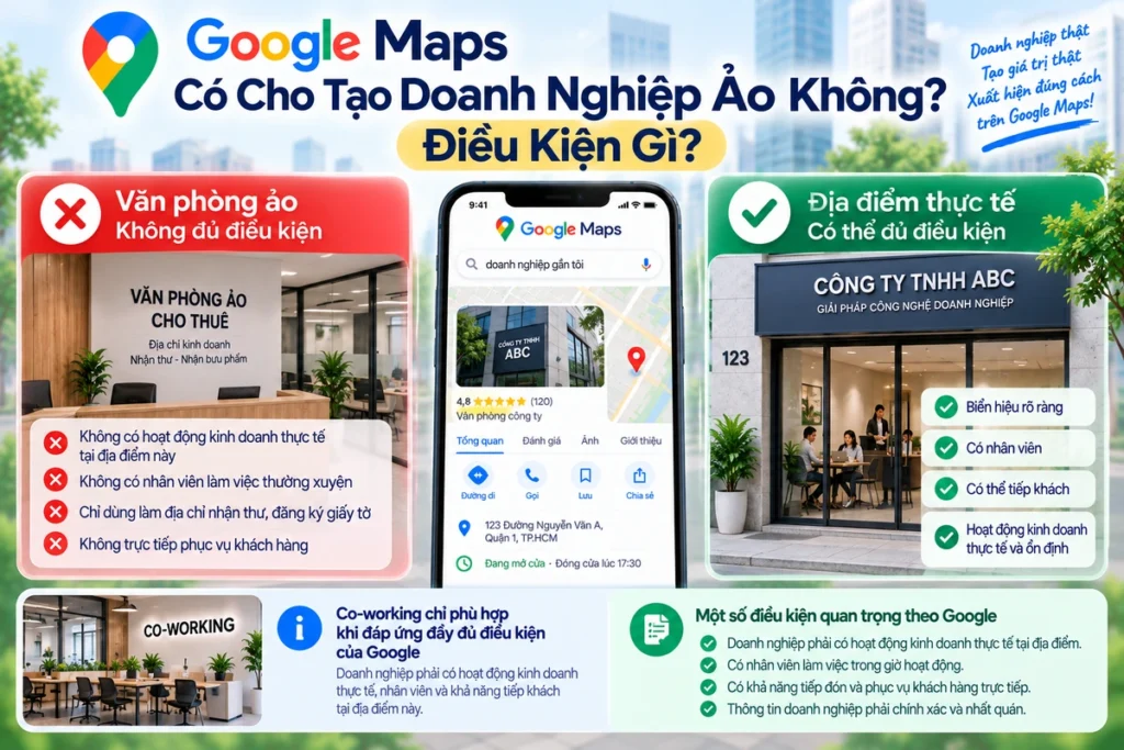 Google Maps có cho tạo doanh nghiệp ảo không, điều kiện gì
