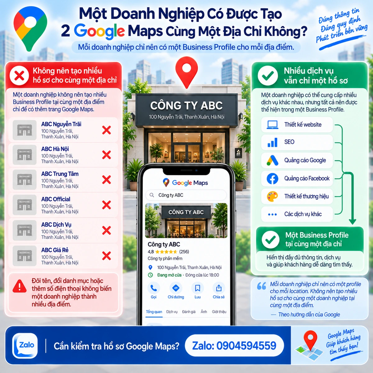 Một doanh nghiệp có được tạo 2 Google Maps cùng một địa chỉ không