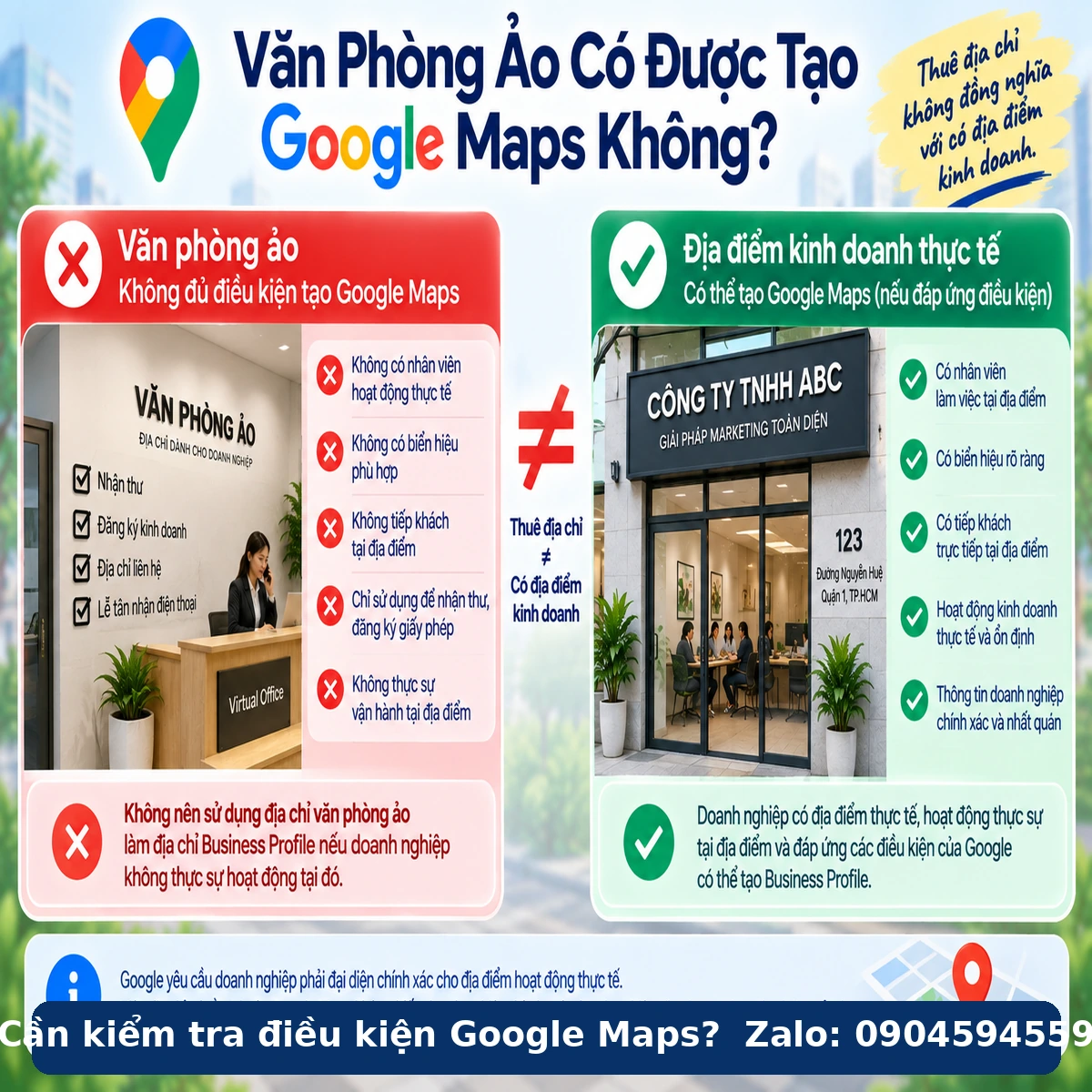 Văn phòng ảo có được tạo Google Maps không