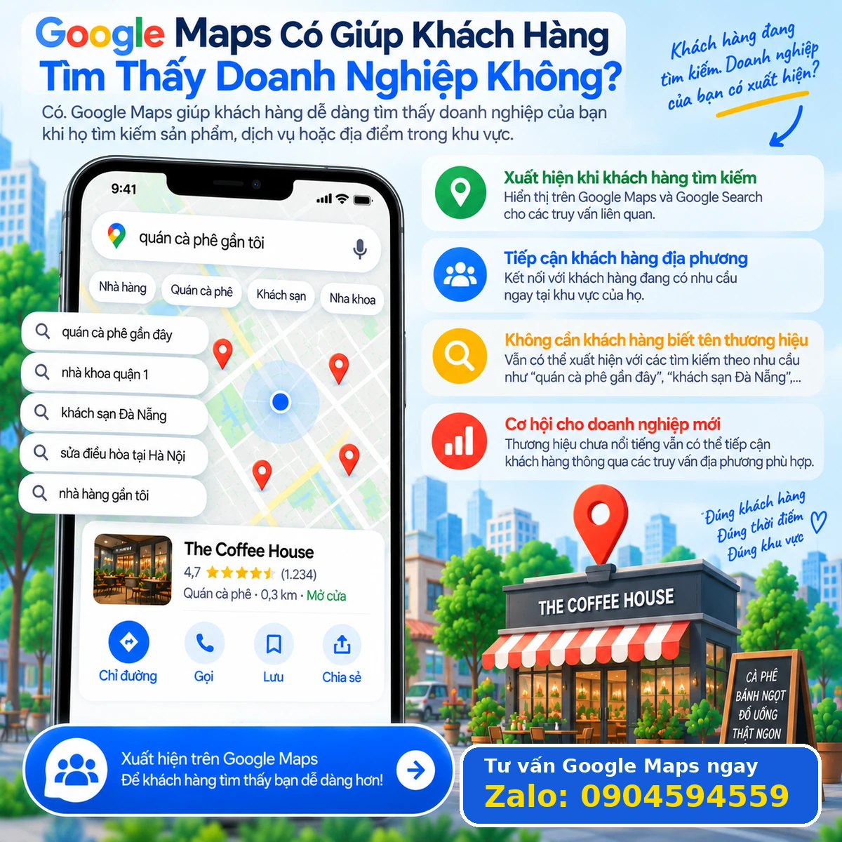 Google Maps giúp khách hàng tìm thấy doanh nghiệp