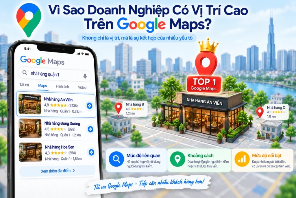 Vì sao doanh nghiệp có vị trí cao trên Google Maps