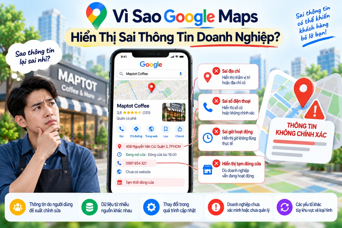 Vì sao Google Maps hiển thị sai thông tin doanh nghiệp