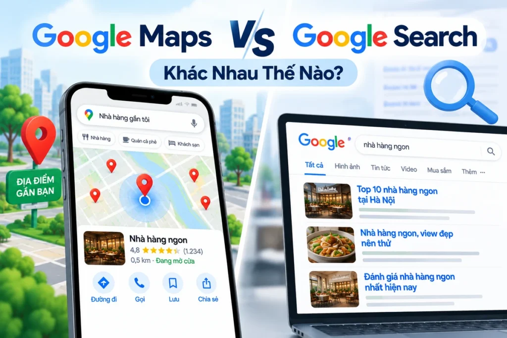 Google Maps Và Google Search Khác Nhau Thế Nào?