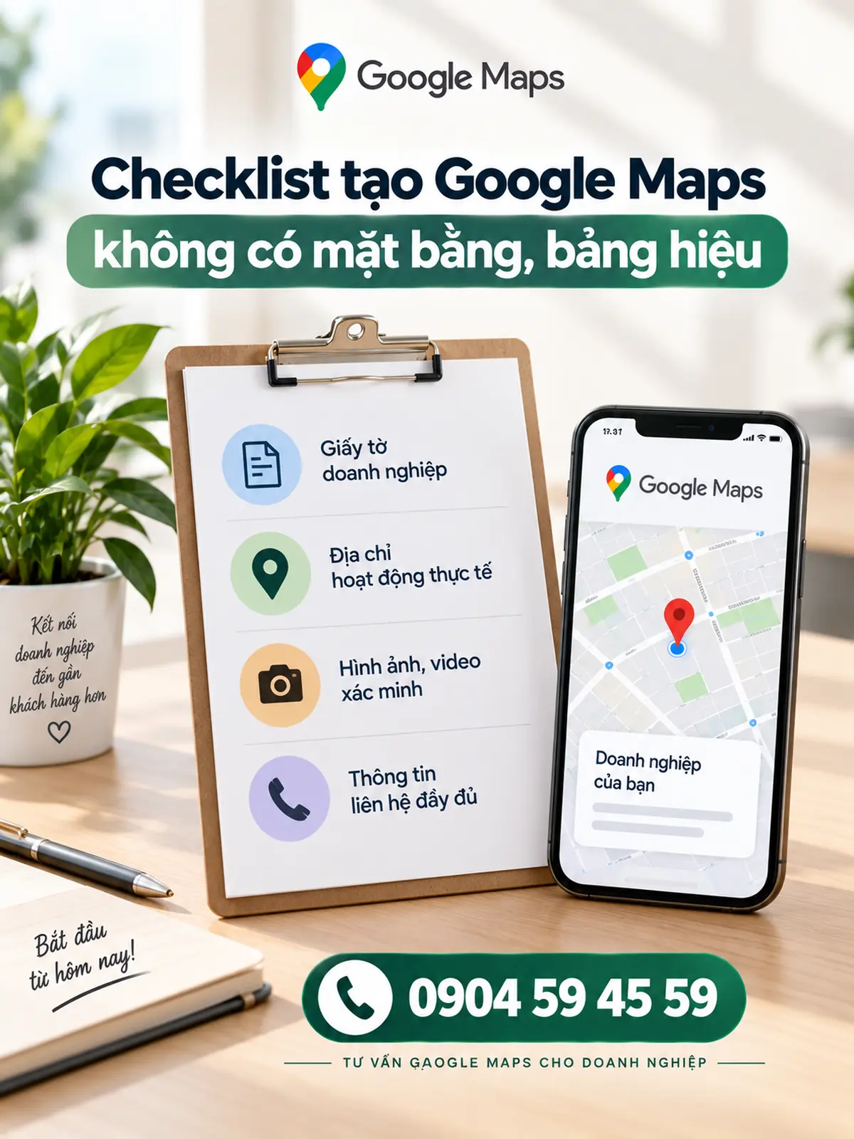 Checklist tạo Google Maps không có mặt bằng, bảng hiệu
