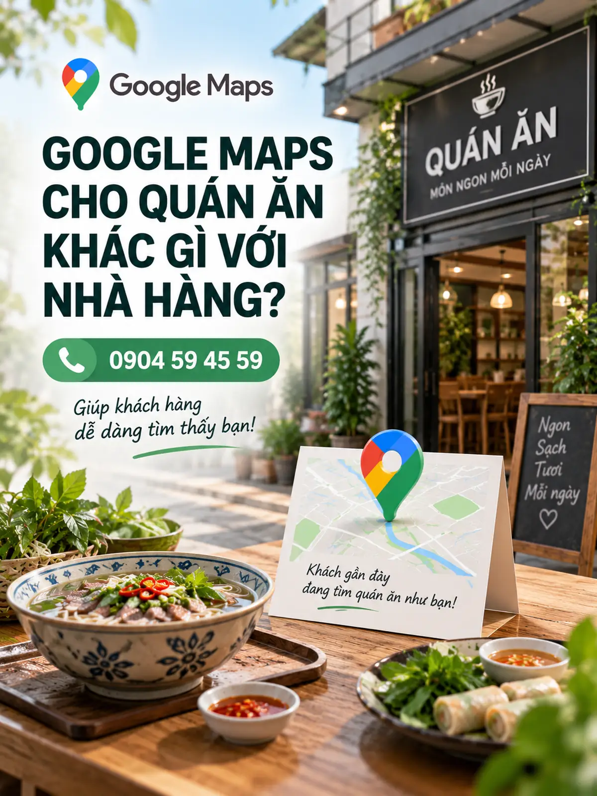 Google Maps cho quán ăn khác gì với nhà hàng?