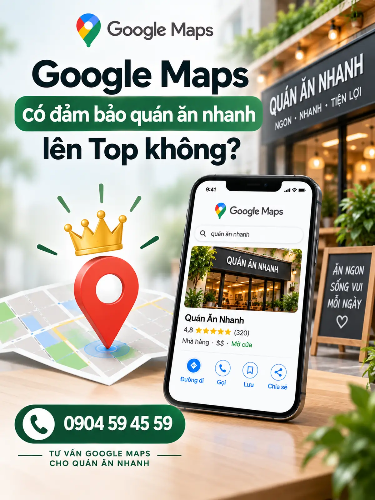 Google Maps có đảm bảo quán ăn nhanh lên Top không?