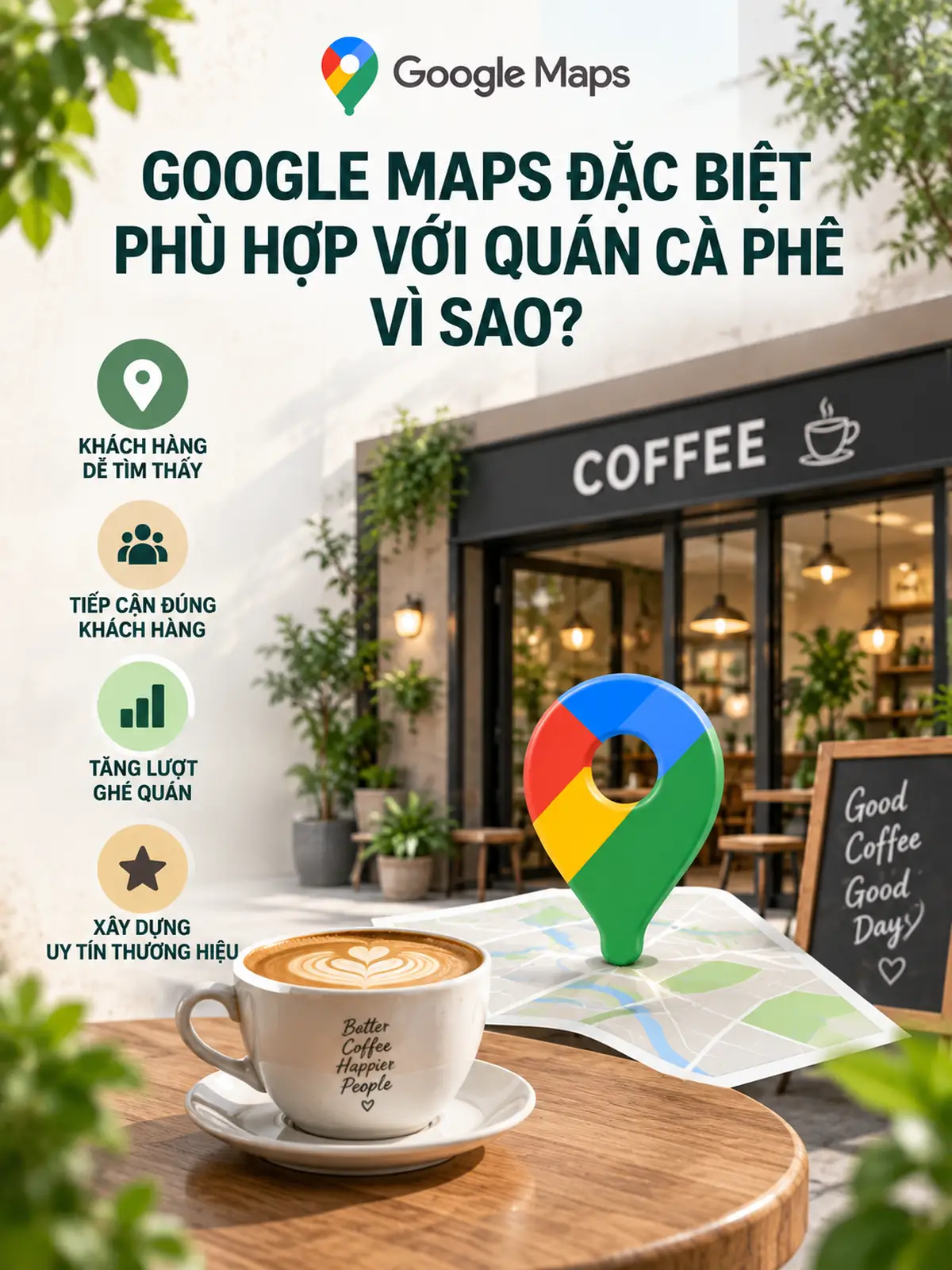 Google Maps đặc biệt phù hợp với quán cà phê vì sao?