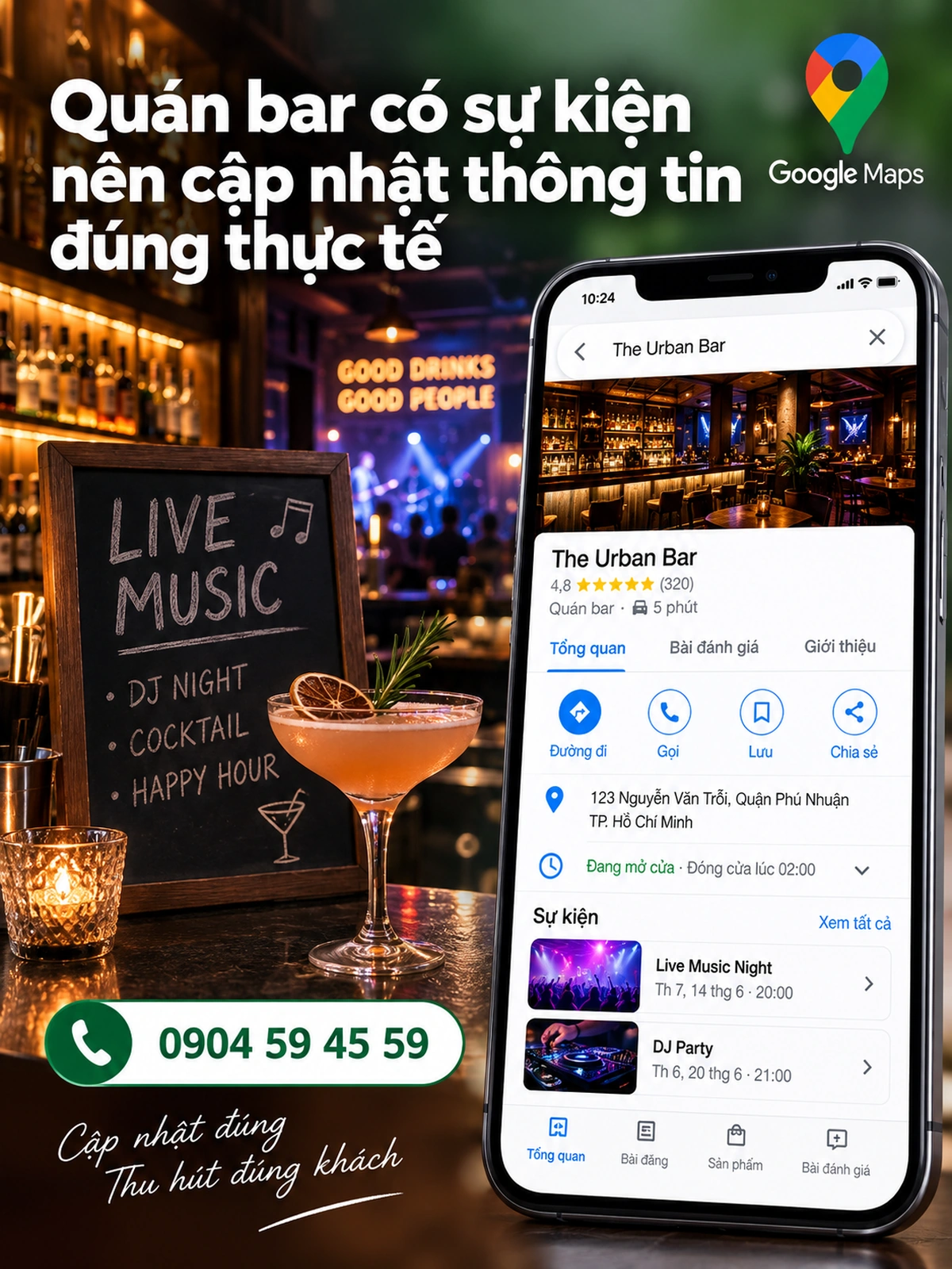 QUÁN BAR CÓ SỰ KIỆN NÊN CẬP NHẬT THÔNG TIN ĐÚNG THỰC TẾ