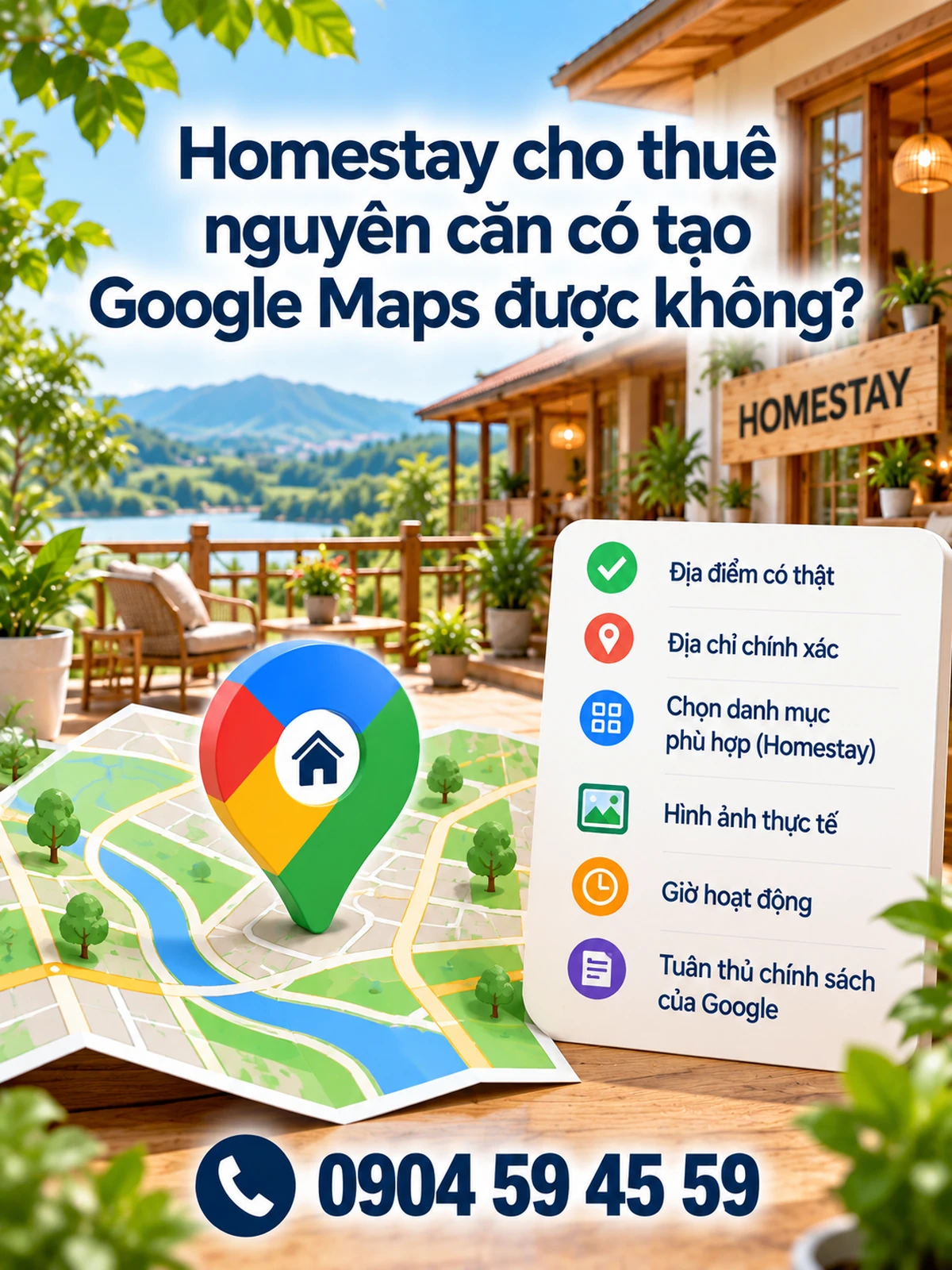 Homestay cho thuê nguyên căn có tạo Google Maps được không?