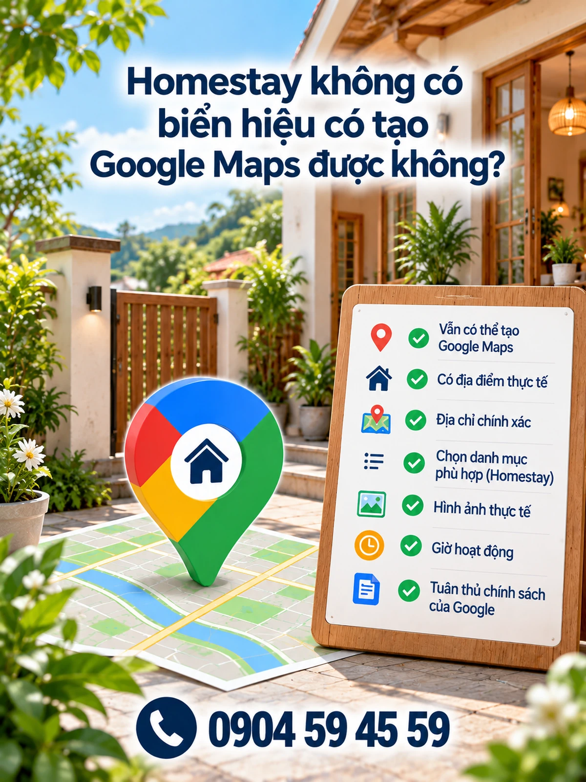 Homestay không có biển hiệu có tạo Google Maps được không?
