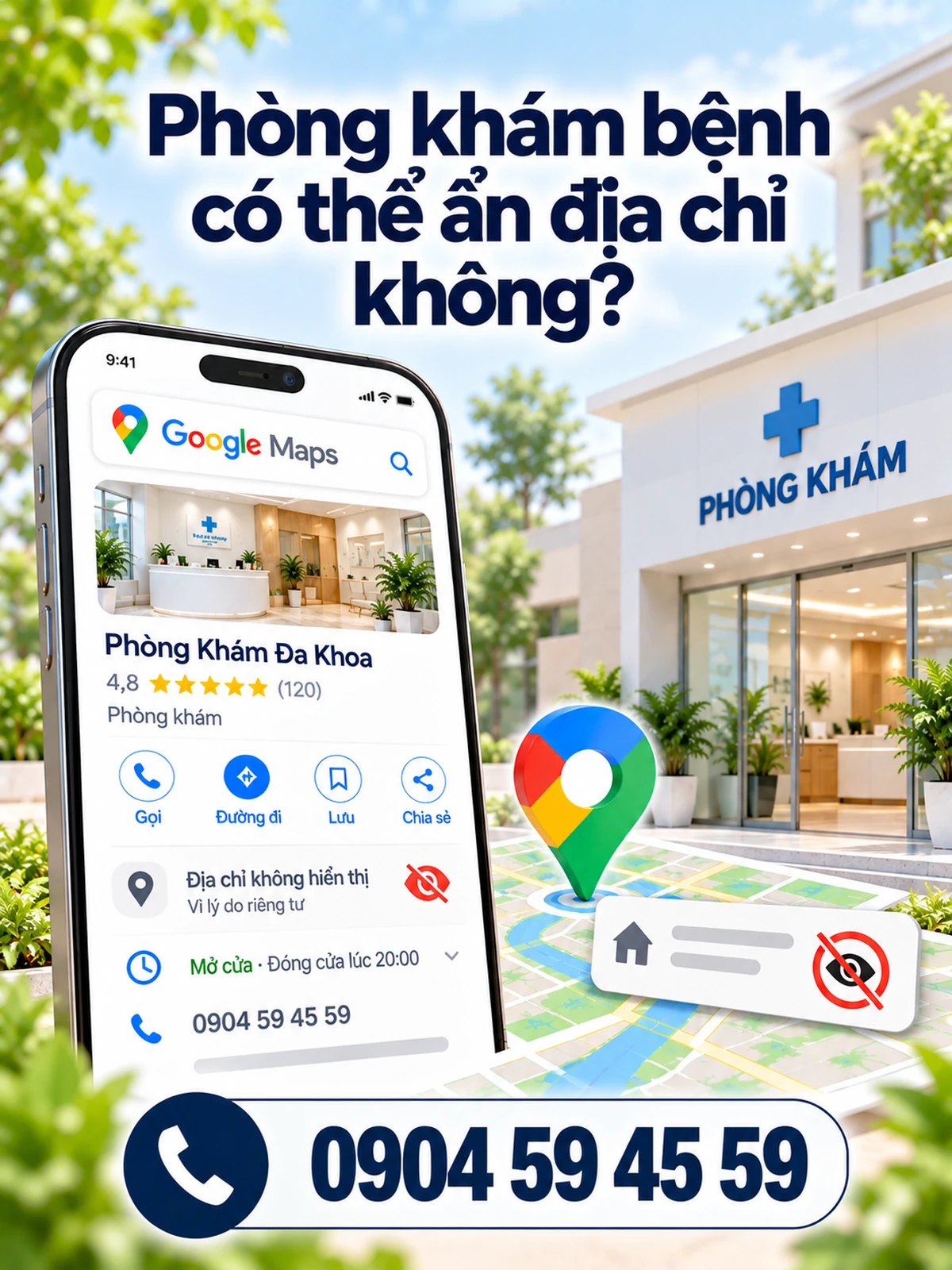 Phòng khám bệnh có thể ẩn địa chỉ không?