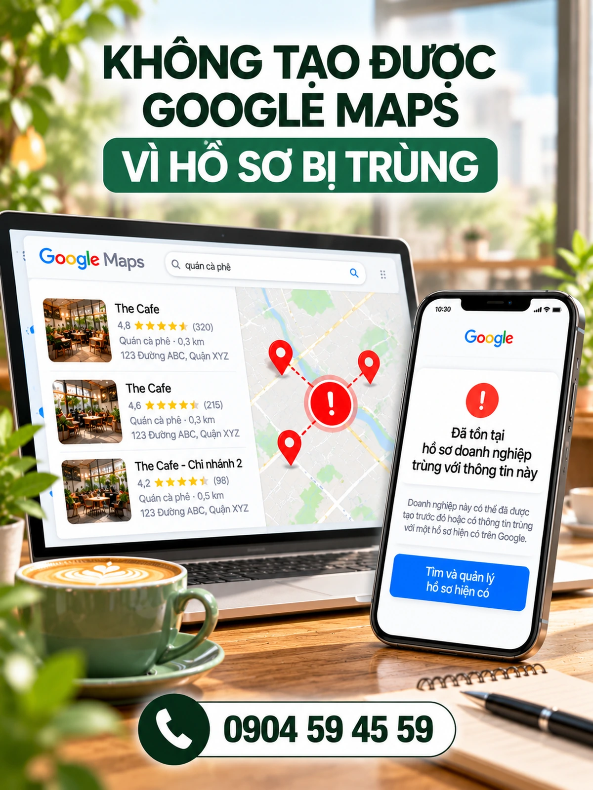 Không tạo được Google Maps vì hồ sơ bị trùng