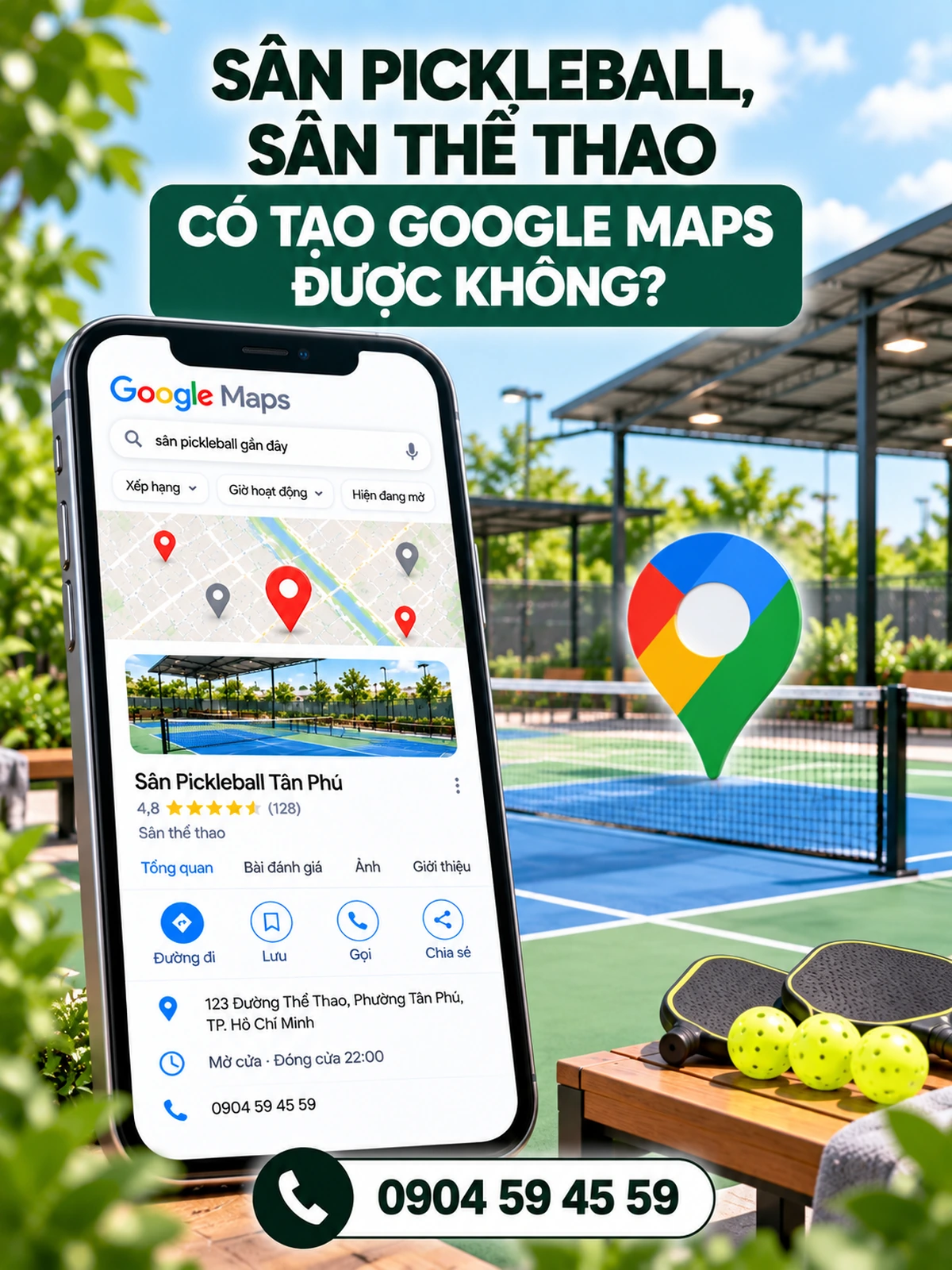 Sân pickleball, sân thể thao có tạo Google Maps được không?
