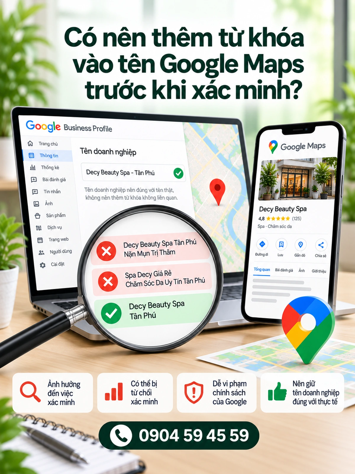 Có nên thêm từ khóa vào tên Google Maps trước khi xác minh?