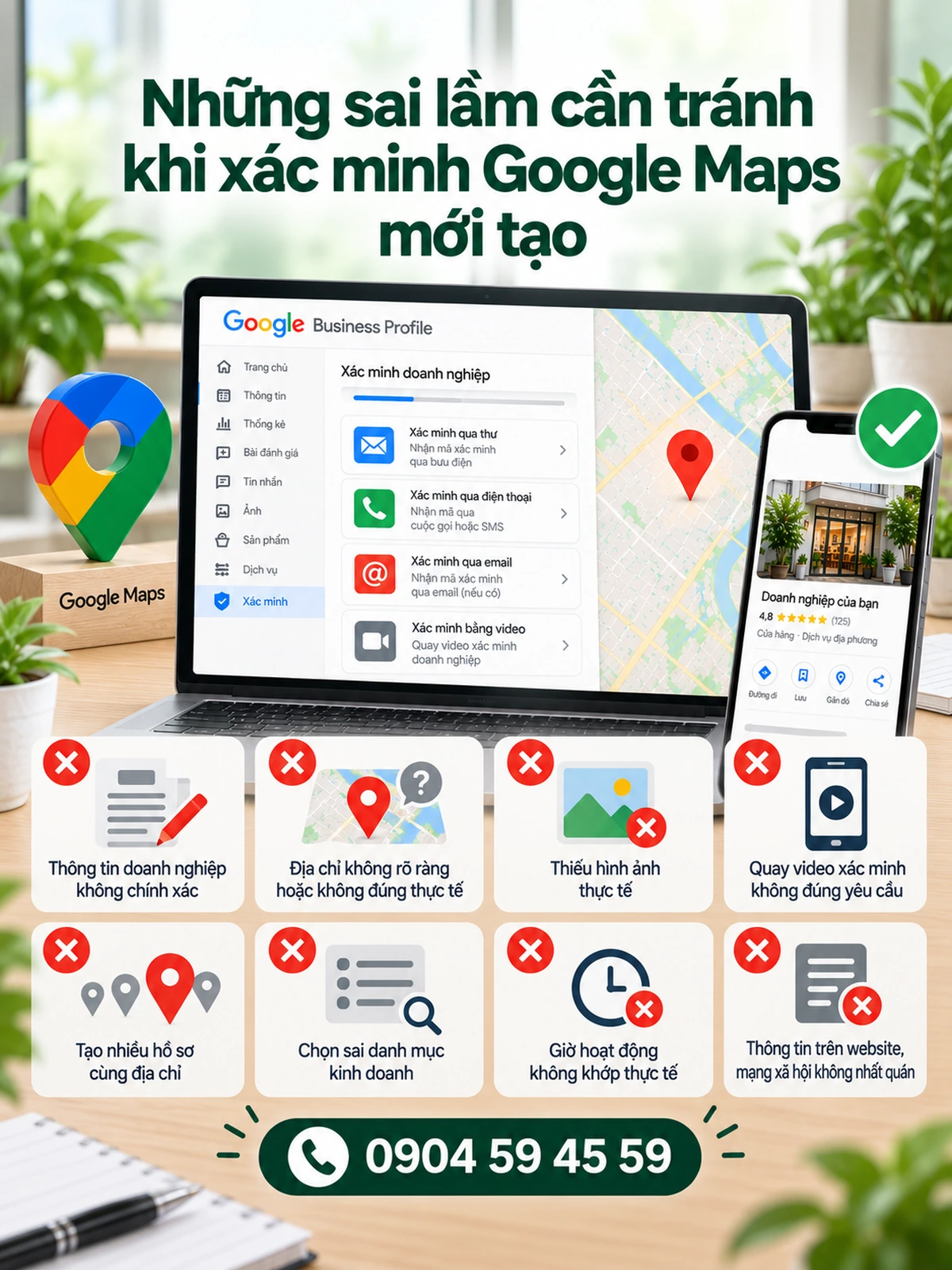 Những sai lầm cần tránh khi xác minh Google Maps mới tạo