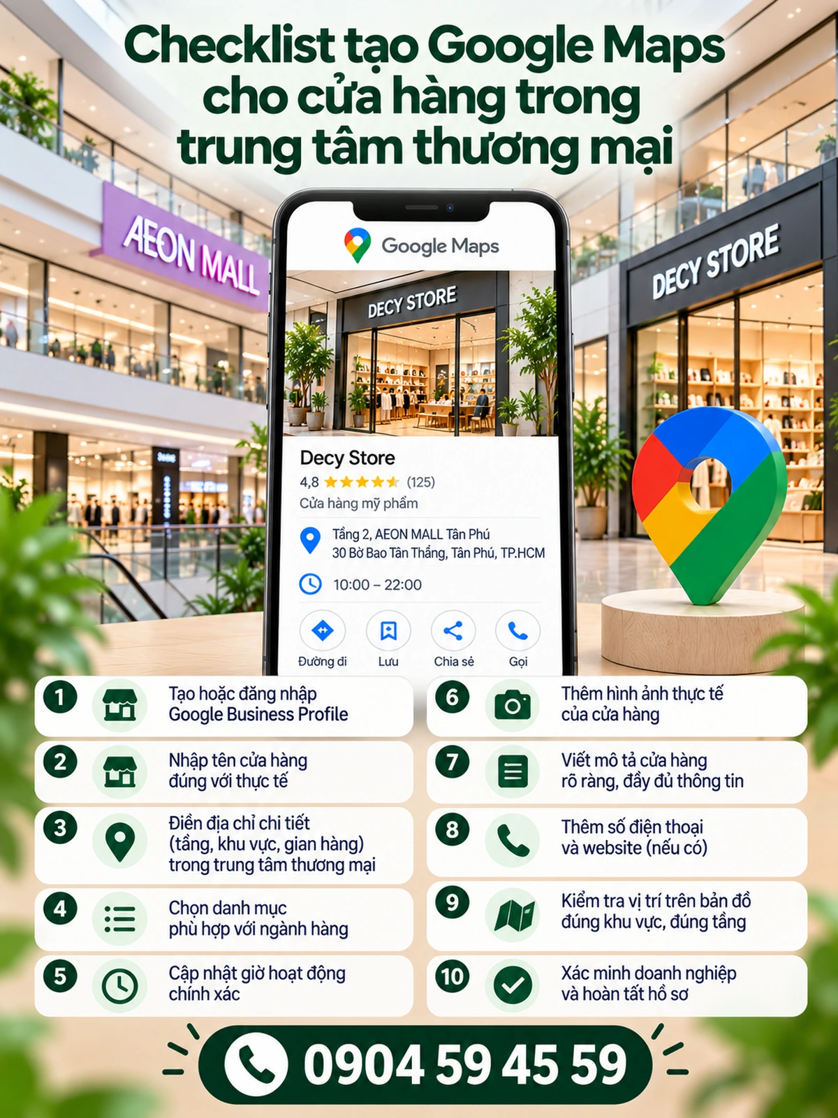 Checklist tạo Google Maps cho cửa hàng trong trung tâm thương mại